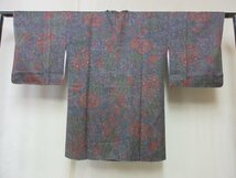 1円 良品 正絹 道行着 和装コート 和服 縮緬 オリエンタル更紗 花唐草 草花 高級 袷 身丈84cm 裄67cm【夢職】★★★_画像2