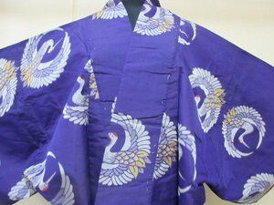 1 jpy superior article silk door garment Japanese clothes coat pongee .. antique Taisho .. man crane high class . length 83cm.68cm[ dream job ]***