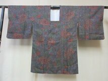 1円 良品 正絹 道行着 和装コート 和服 縮緬 オリエンタル更紗 花唐草 草花 高級 袷 身丈84cm 裄67cm【夢職】★★★_画像3