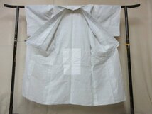 1円 中古 麻 長着 着物 和装 和服 男性用 アンティーク 大正浪漫 上布 白 抽象 絣文様 単衣 身丈132cm 裄68cm ◆逸品◆【夢職】★★★★_画像2