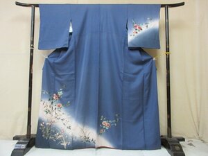 1 иен хорошая вещь натуральный шелк кимоно выходной костюм .. тип . японский костюм японская одежда .. ветка лист ветка цветок цветочный принт высококлассный . длина 156cm.68cm * замечательная вещь *[ сон работа ]****