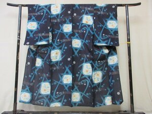 1 jpy superior article silk kimono fine pattern . summer thing Japanese clothes Japanese clothes net eyes wave wave .... flower high class single . length 138cm.63cm[ dream job ]***