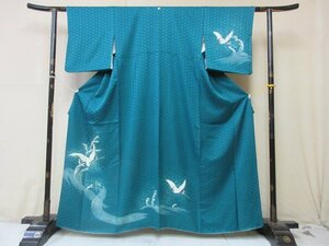 1 иен хорошая вещь натуральный шелк кимоно выходной костюм .. тип . японский костюм японская одежда журавль. тысяч год черепаха. десять тысяч год длина .. .. волна ... высококлассный . длина 150cm.65cm[ сон работа ]***