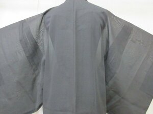 1円 良品 正絹 長羽織 紗 和装 和服 アンティーク 黒 紋なし 無地 男性用 単衣 身丈100cm 裄64cm【夢職】★★★