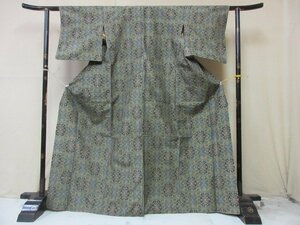 1円 良品 正絹 着物 本場大島紬 マルキ 和装 和服 オリエンタル 更紗 花唐草 お洒落 高級 袷 身丈160cm 裄64cm【夢職】★★★