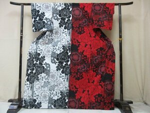 1 jpy superior article tree cotton cotton yukata festival flower fire Japanese clothes Japanese clothes bai color white red floral print ... flower stylish length 159cm.65cm[ dream job ]***