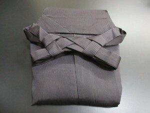 1円 中古 正絹 馬乗り袴 男性用 アンティーク 茶色 縞 式典 和装 和服 紐下91.5cm 高級【夢職】★★★