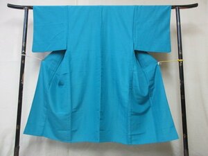 1円 良品 化繊 長着 着物 洗える 男性用 和装 和服 水色 無地 単衣 身丈130cm 裄67cm ◆逸品◆【夢職】★★★★