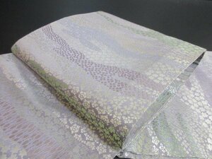 1 jpy superior article silk double-woven obi Japanese clothes Japanese clothes Tang woven west . woven purple . taking floral print total pattern . flower small flower stylish six through pattern length 404cm[ dream job ]***