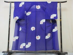 1円 良品 正絹 着物 小紋 紗 夏物 和装 和服 アンティーク 大正ロマン 地紙 秋草 草花 小鳥 高級 単衣 身丈145cm 裄64cm【夢職】★★★