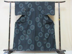 1 jpy superior article silk kimono fine pattern pongee Japanese clothes Japanese clothes antique ... flower . plate stylish . length 145cm.60cm[ dream job ]***