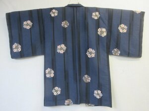 1 jpy superior article .. length feather woven Japanese clothes coat ... Hanamaru .. flower floral print stylish high class . length 105cm.67cm[ dream job ]***