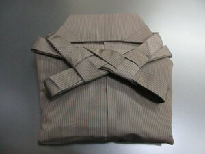 1円 良品 正絹 馬乗り袴 男性用 アンティーク 茶色 縞 式典 和装 和服 紐下77cm 高級【夢職】★★★