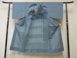 1 jpy used .. long kimono-like garment for man Japanese clothes Japanese clothes antique scenery forest .. mountain high class . good-looking sleeve peerless length 133cm.67cm[ dream job ]**