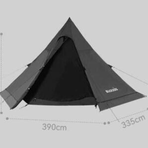 キャンプ用 超高品質 ブラック ピラミッドテント ワンポールテント タープ 3-4人用 軽量 5.6㎏ 150D UPF50+設営簡単 キャンプ アウトドア の画像8