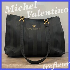 【used】 Michel Valentino トートバッグ ブラック A4 バッグ ナイロン ハンドバッグ 肩掛け 大容量