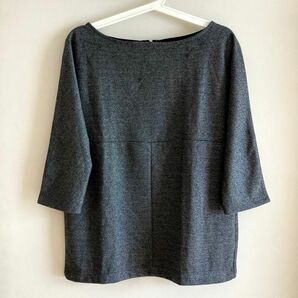 ZARA ザラ 黒グレー デザインニットTシャツ ロンT 長袖 カットソー M