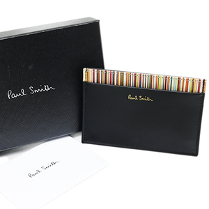 paul smith Paul Smith ATPC4768 W761 79 slim card-case black × stripe 