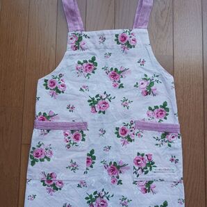 キッズ エプロン 総花柄 ピンク