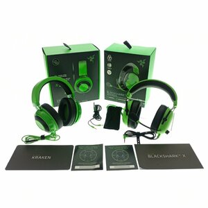 *1 иен * RAZER Ray The -BLACK SHARK V2 X GREEN EDITION & KRAKEN headset 2 пункт черный зеленый звуковая аппаратура продажа комплектом б/у 