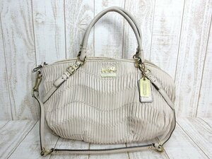 COACH/コーチ：マディソン ギャザードレザー 2WAYバッグ 16264 ハンドバッグ ショルダーバッグ アイボリー系 中古/USED