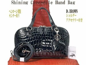 1 иен ~hen заем производства сияющий крокодил ручная сумочка темно-коричневый оригинал изображение новый товар прекрасный товар роскошный . сияющий обработка 