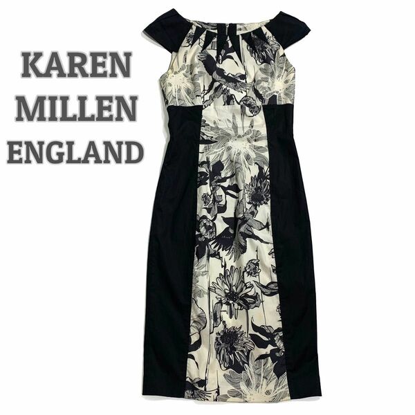 【大人気イギリスブランド】KARENMILLEN カレンミレン　ワンピース　XS S 花柄　ボタニカル柄