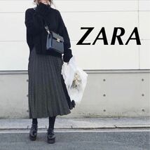 ZARA ドット柄 プリーツスカート 黒 L 1925_画像1
