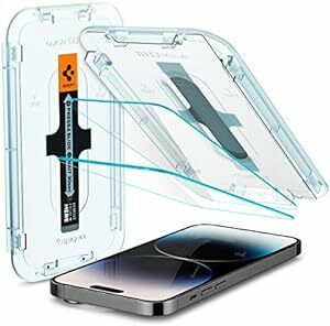 Spigen EZ Fit ガラスフィルム iPhone 14 Pro 用 貼り付けキット付き センサー保護タイプ iPhone1