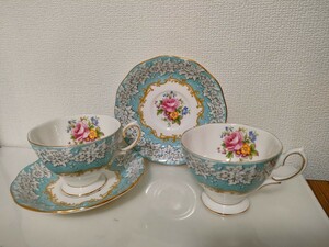 英国製 ROYAL ALBERT ロイヤル・アルバート Enchantment エンチャントメント カップ＆ソーサー 2客 Bone China ENGLAND 花柄 アンティーク