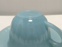 フランス製　水色　ミルクガラス　アルコパル　arcopal　ミスド ノベルティ 非売品　耐熱ガラス食器　カップ＆ソーサー　3客まとめて　中古_画像8