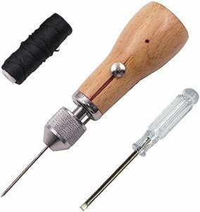革縫い針 糸通し器 レザークラフト 革用ミシン針 革Tools 手縫機 針2本入り ハンドミシン スピーディーステッチャー 片手で縫える