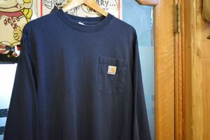 Хороший цвет Carhartt Carhart с длинным рукавом экипаж Seck Pocket T -Form Mavy Original Fit American Casual Street H23919