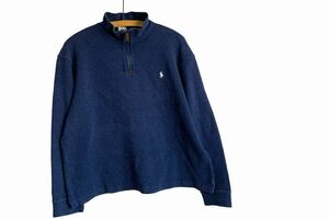 90s Vintage Polo Polo byRalphLauren Ralph Lauren stand-up collar half Zip pull over cotton sweatshirt L navy American Casual h23832