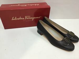 4349■Salvatore Ferragamo サルヴァトーレ フェラガモ パンプス ブラウン系 ヒール 6 1/2 C レディース 箱有