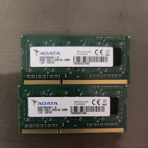 ADATA DDR3L-1600 SO-DIMM Memory Module 2枚セット