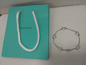 TIFFANY&Co.　ティファニー　PERETTI　ブレスレット　オープンハート　5P　925　SILVER　ショッパー★ｈ1642