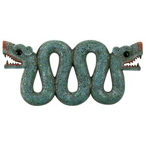 アステカの双頭の蛇　インテリア壁飾り置物オブジェ装飾品壁掛けウォールデコターコイズ風モザイクヘビ大英博物館宗教的遺物エキゾチック