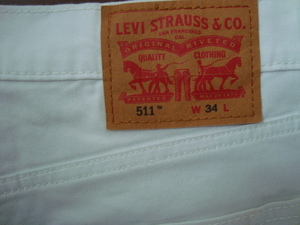 LEVI'S511ホワイトショートジーンズ　ＵＳＥＤ美品　Ｗ３４