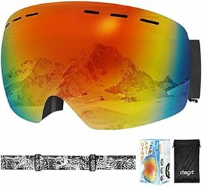 [AutoGo] スキーゴーグル スノーゴーグル スノーボードゴーグル メガネ・ヘルメット対応 広視野球面レンズ 防風/防雪/紫外