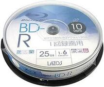 Lazos BD-R 25GB 1-6倍速対応 1回記録用 ホワイトワイド印刷対応 10枚組 スピンドルケース入 L-B10P_画像2