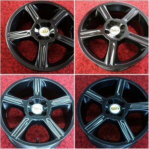 ★中古品★ATS製？ 16インチアルミホイール 4本セット 16×7J +35 100-4H 自家塗装 ブラック 社外ホイール【他商品と同梱歓迎】