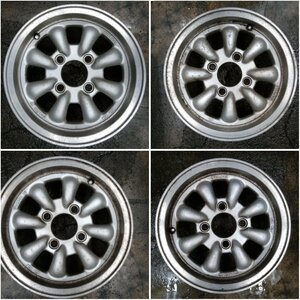 ★中古品★CYCLONE アルミホイールセット 4本 13×5.5J+20 114.3-4H ワタナベ風 エイトスポーク【他商品と同梱歓迎】