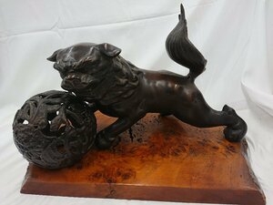 ★中古品★ 唐獅子 玉獅子 狛犬 金属【他商品と同梱歓迎】