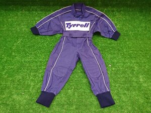 ★中古品★子供用ツナギ つなぎ tyrrell ブルー 身長85-90 胸囲45-51 胴囲42-46 綿100％ サイズ90 ベビー服 【他商品と同梱歓迎】