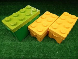 * secondhand goods *LEGO Lego Duplo container storage box green color yellow color box only 3 piece scribbling trace equipped . one-side attaching storage etc. please [ other commodity . including in a package welcome ]