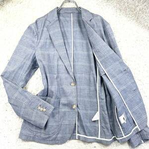  не использовался класс лен использование L Takeo Kikuchi THE SHOP TK tailored jacket Anne темно синий springs summer бизнес linen проверка серый серый 