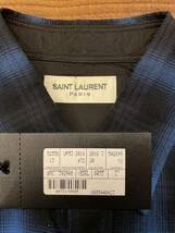 サンローラン シャツ L ブルー チェックシャツ チェック　Saint Laurent Paris 美品 タグ付き エディ期 シャドウチェック 長袖シャツ _画像9
