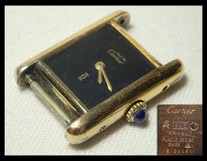 【海蛍】Cartier カルティエ マストタンク SV925 手巻き 黒文字盤 アンティーク レディース腕時計 稼働品