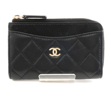 シャネル CHANEL フラグメントケース カードケース ラムスキン コインケース ミニ財布 黒 ブラック AP3179 /33204_画像1